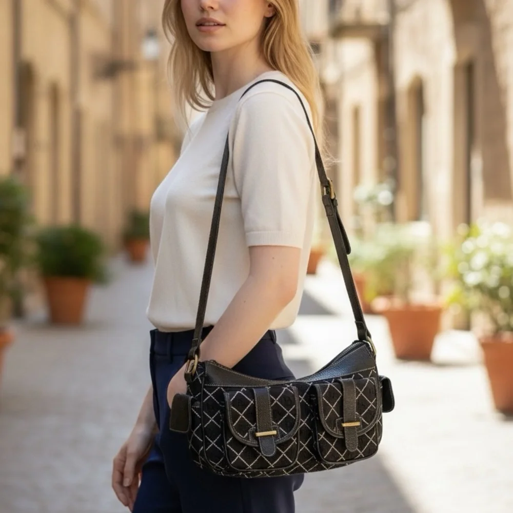 Chic Black Quilted Shoulder Bag